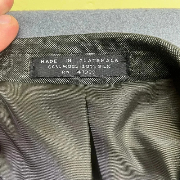 Albert Nipon Wool Silk Blend Blazer Sports Coat Mens 48 Regular Dark Gray Black - Picture 3 of 9